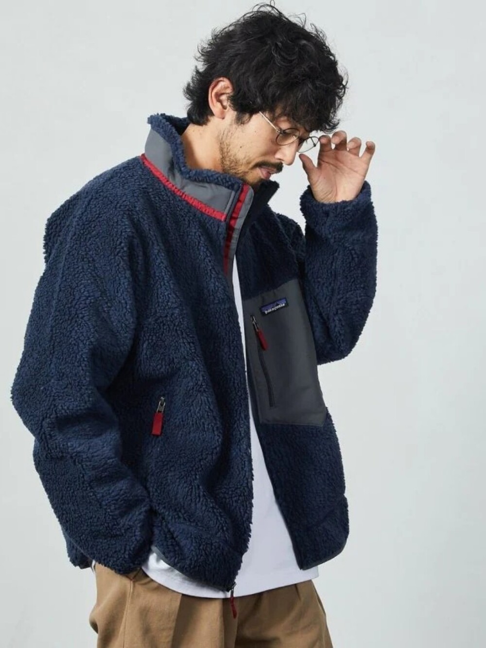 Patagonia Men's Classic Retro-X Fleece Jacket New Navy Wax Red Large